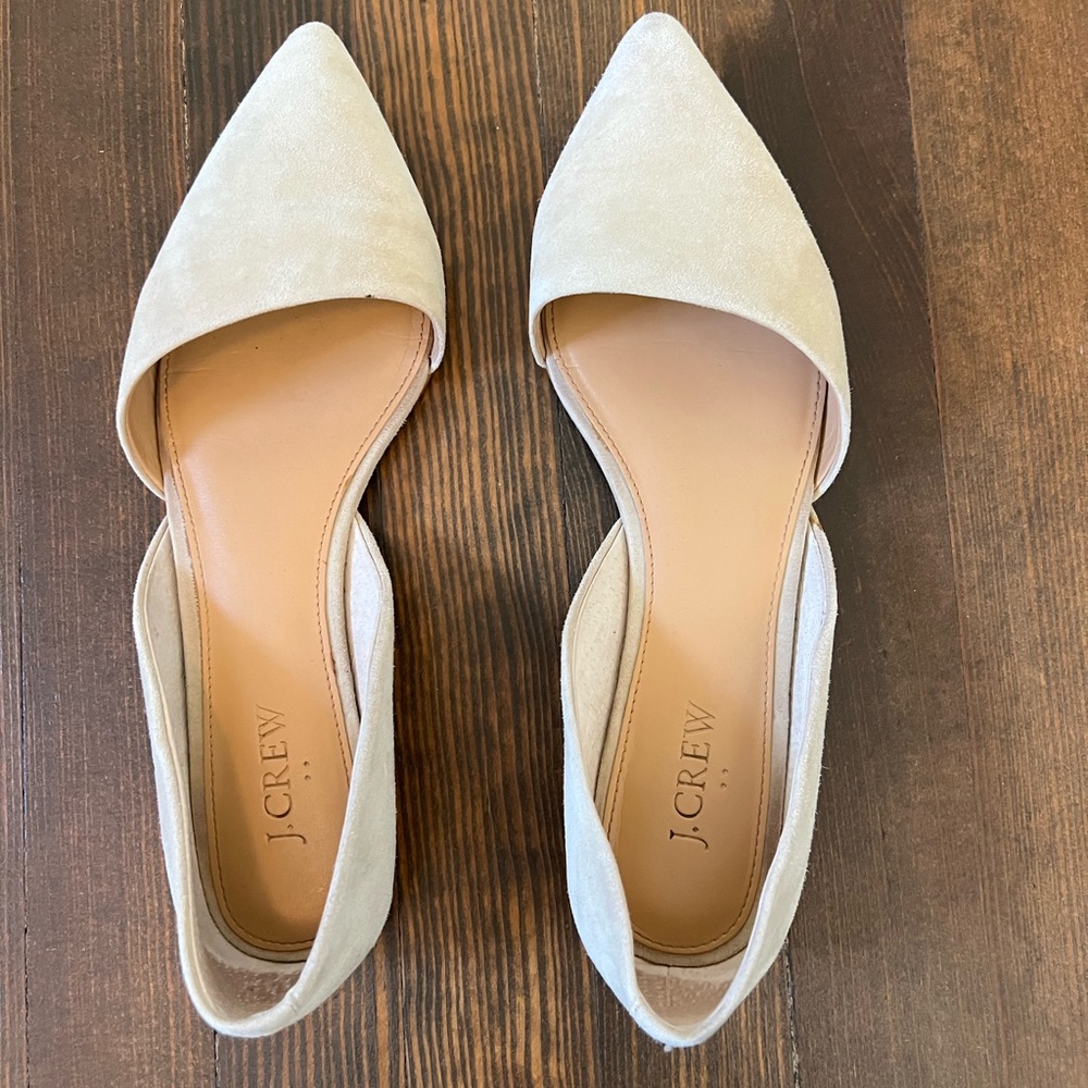 J. Crew Factory Zoe d’Orsay Suede Flat in Tan, Size 9